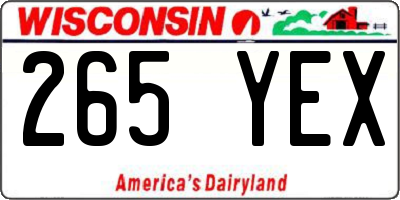 WI license plate 265YEX