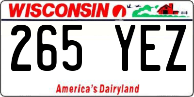 WI license plate 265YEZ