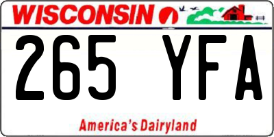 WI license plate 265YFA