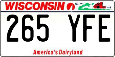 WI license plate 265YFE
