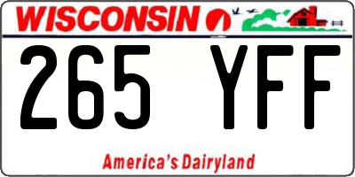 WI license plate 265YFF