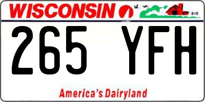 WI license plate 265YFH