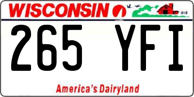 WI license plate 265YFI