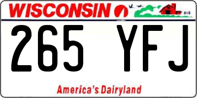 WI license plate 265YFJ