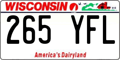 WI license plate 265YFL