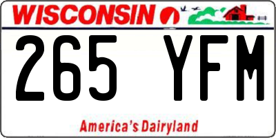 WI license plate 265YFM