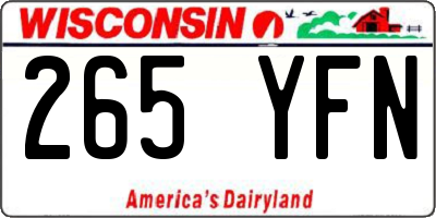 WI license plate 265YFN