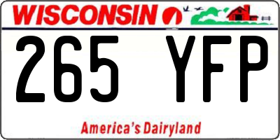 WI license plate 265YFP