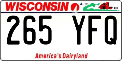 WI license plate 265YFQ