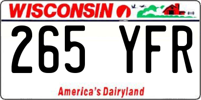WI license plate 265YFR