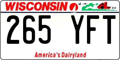 WI license plate 265YFT