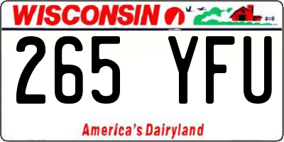 WI license plate 265YFU