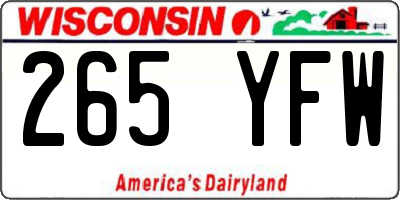 WI license plate 265YFW