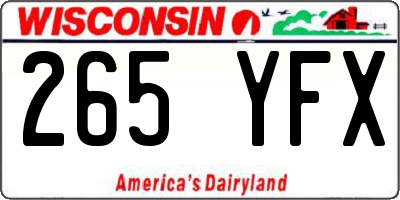 WI license plate 265YFX
