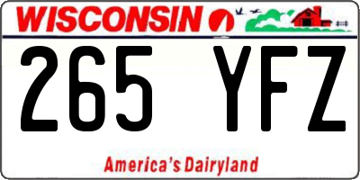 WI license plate 265YFZ