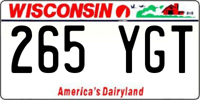 WI license plate 265YGT