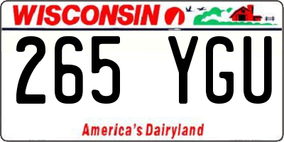 WI license plate 265YGU