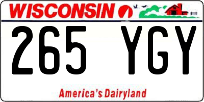 WI license plate 265YGY