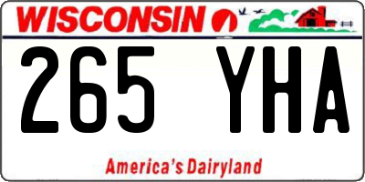 WI license plate 265YHA