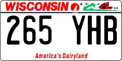 WI license plate 265YHB