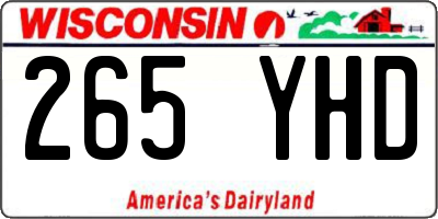 WI license plate 265YHD