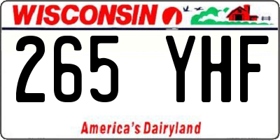 WI license plate 265YHF