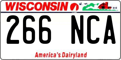 WI license plate 266NCA