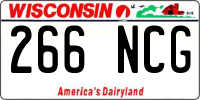 WI license plate 266NCG