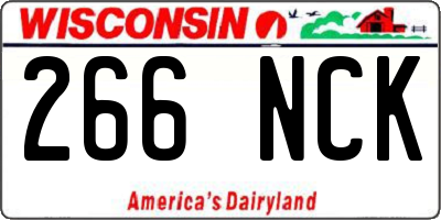 WI license plate 266NCK