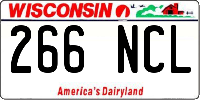 WI license plate 266NCL