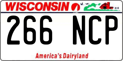 WI license plate 266NCP
