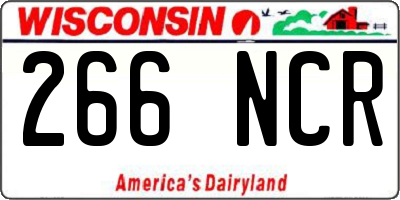 WI license plate 266NCR