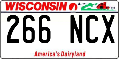 WI license plate 266NCX