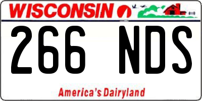 WI license plate 266NDS