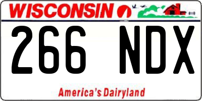 WI license plate 266NDX