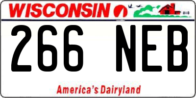 WI license plate 266NEB
