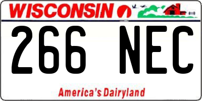 WI license plate 266NEC