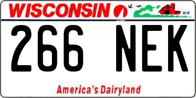 WI license plate 266NEK