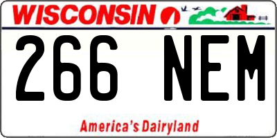 WI license plate 266NEM