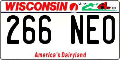 WI license plate 266NEO