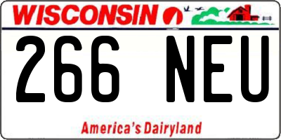 WI license plate 266NEU