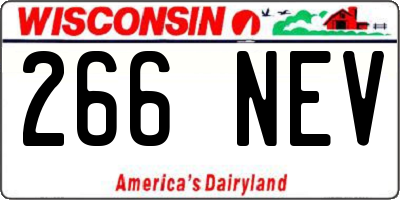 WI license plate 266NEV