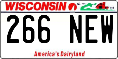 WI license plate 266NEW