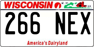 WI license plate 266NEX