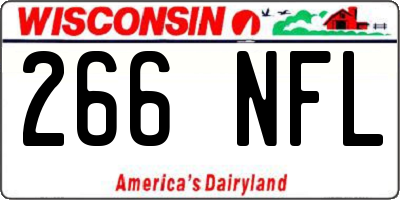 WI license plate 266NFL