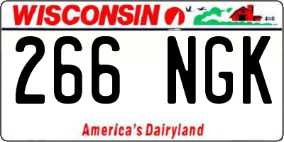 WI license plate 266NGK