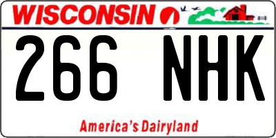 WI license plate 266NHK