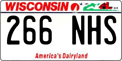 WI license plate 266NHS