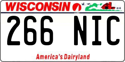 WI license plate 266NIC