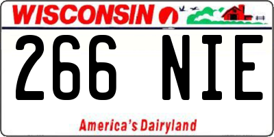WI license plate 266NIE